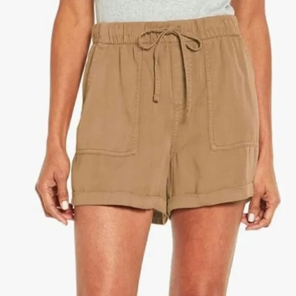 NEW GAP Women's Lyocell Drawstring Pull-On Tencel Cuffed Hem Short Tannin XS